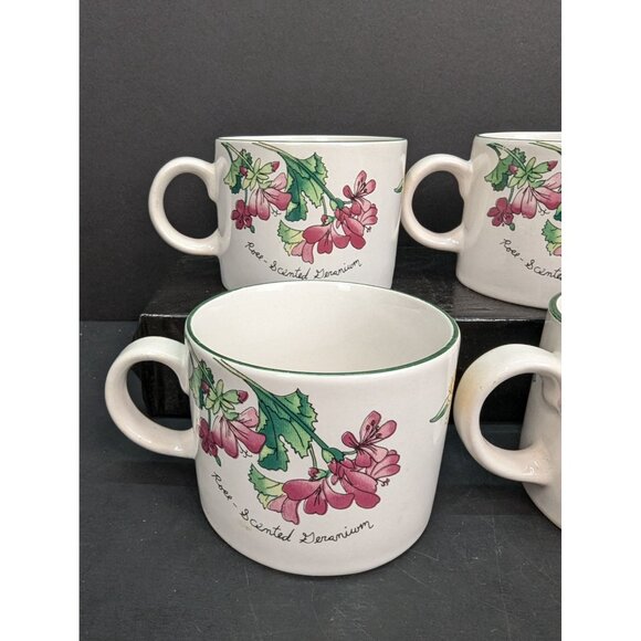 Majesticware by Sakura Geranium Coffee Mugs 1997 Designed by Sue Zipkin Set of 4 - Picture 4 of 8